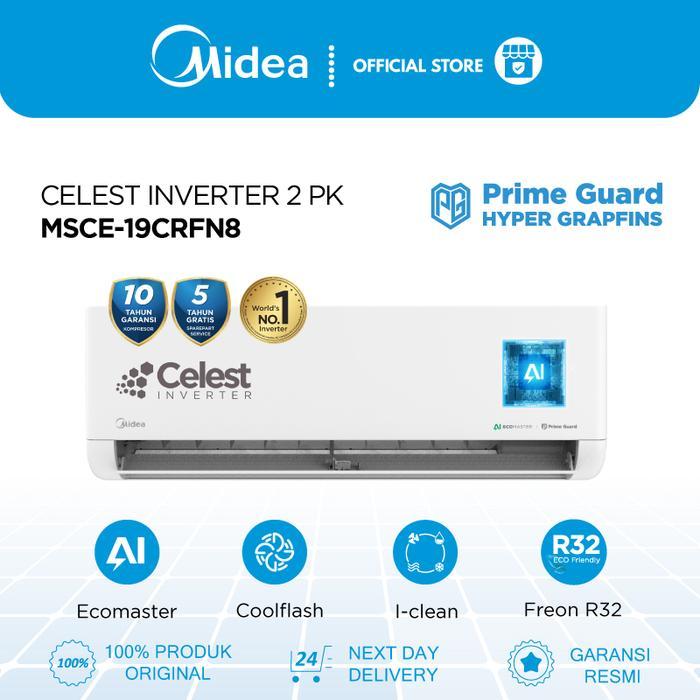 New Product Midea Ac Celest Inverter 2 Pk Msce-19Crfn8 Unit Indoor & Outdoor - Ai Ecomaster Terbaru