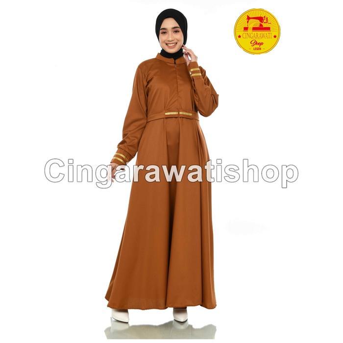 DISKON Gamis PNS Premium Toyobo Fodu Baju Dinas Pemda Khaki Seragam Guru Berkualitas Gamis Khaki Tua