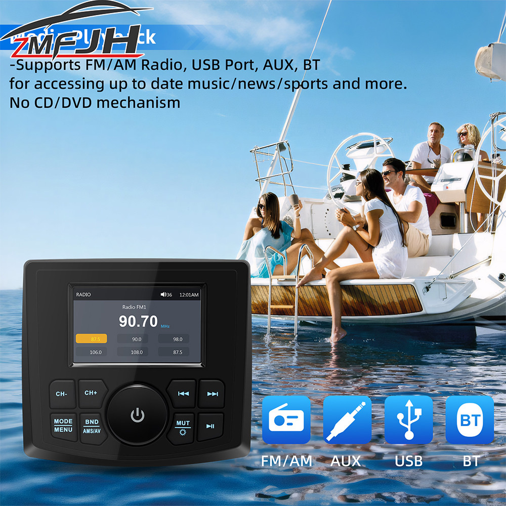 Terbaik Marine Stereo Radio MP5 Media Video Display Player Bluetooth-compatible Speaker For Boat Yac