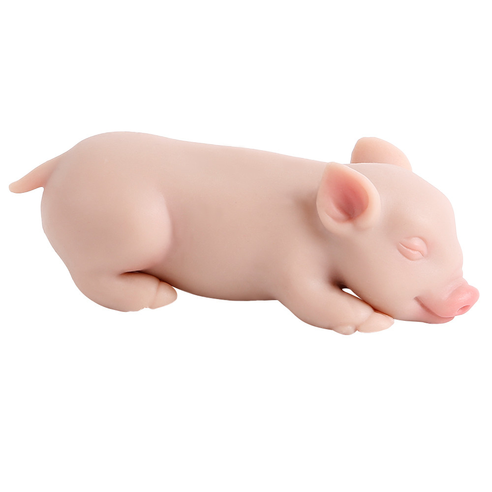IVITA 14CM 100% Silicone Reborn Sleeping Pig Doll Soft Silicone Realistic Art Mini Piglet Toys for