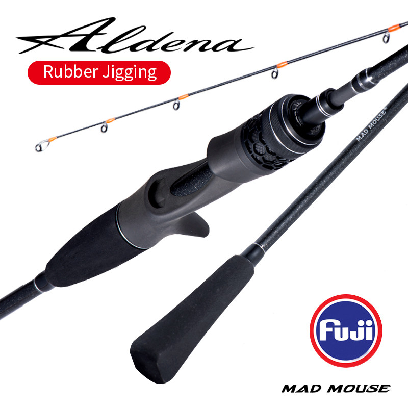 New MADMOUSE ALDENA Rubber Jigging Rod 1.9m 1.98m 6-7kg Drag Power PE0.6-1.5# Light Saltwater Boat
