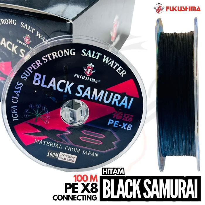 Senar Benang Pancing PE X8 100 Meter Warna Hitam Fukushima Black Samurai Connecting