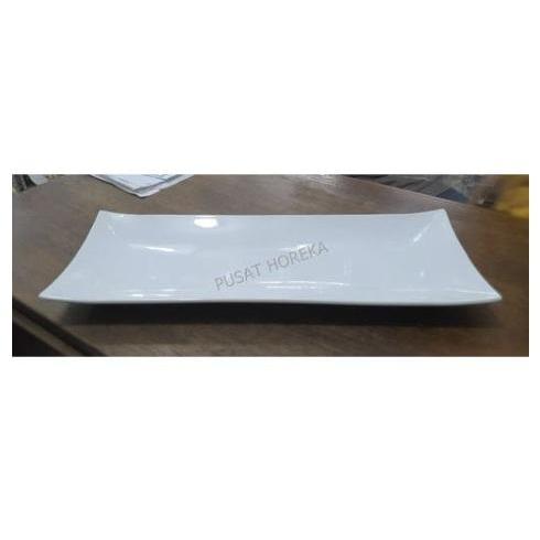 Midas Piring Saji Display Segi Persegi Panjang Kue Keramik 37X14 Cm