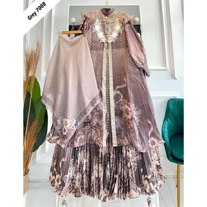 Aurakay GAMIS KHATIJAH 7008 QOMARIYAH 6346 SHOLEHA 6280 SET HIJAB ORI Dress Silk Sutra Premium Mix S