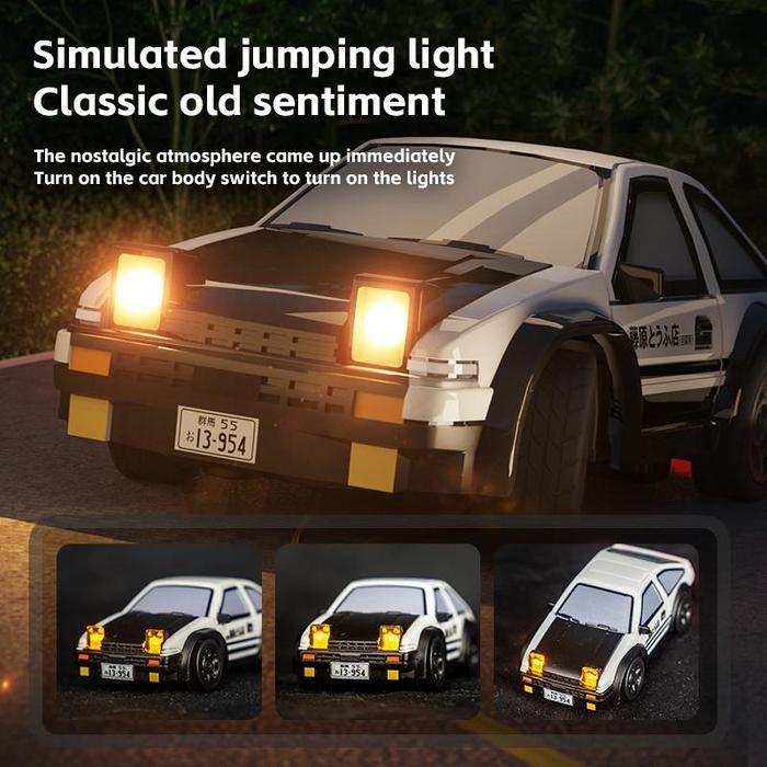 POKO MOBIL RC DRIFT MINI 1/64, 4WD KECEPATAN TINGGI - REMOTE CONTROL AE86 DENGAN LAMPU LED & STIKER