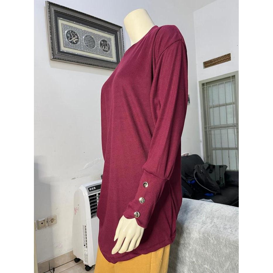 Aleeya Rib Tunik Jumbo Lengan Variasi Kancing