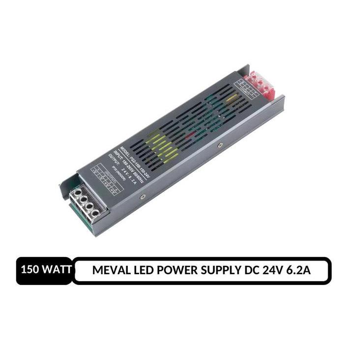 Terlaris Meval Adaptor Power Supply Slim Led Strip 6.2 Ampere 150 Watt 24 Volt