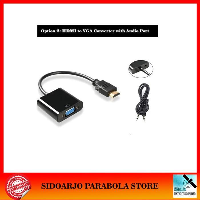 Kabel Converter Hdmi2Vga Adapter Mengubah Hdmi To Vga Cable Tv Monitor Plus Audio Jack 3.5Mm