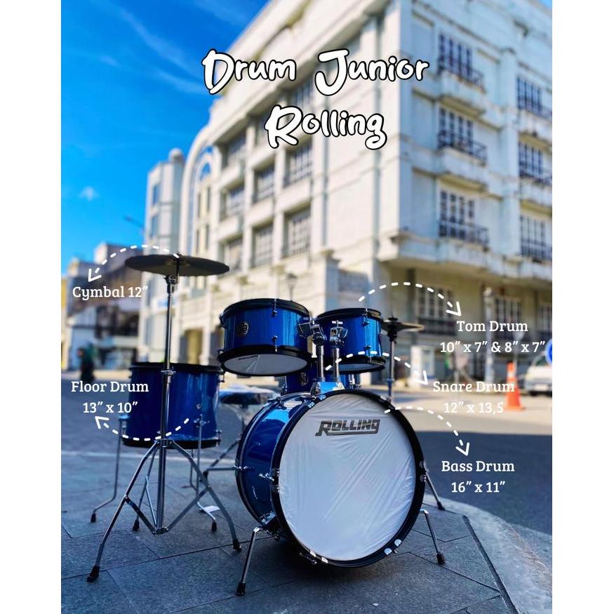 Drum Junior Merk Rolling - Drum Akustik Anak