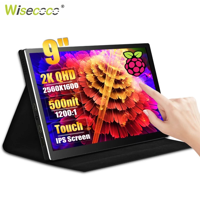 Wisecoco 2K 2560X1600 9Inch Raspberry Pi 4 Touch Monitor Usb C Hdmi I Second Portable Monitor For