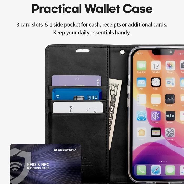 ORIGINAL Goospery Samsung Galaxy A22 4G A225 Blue Moon Flip Leather Case Ready stok