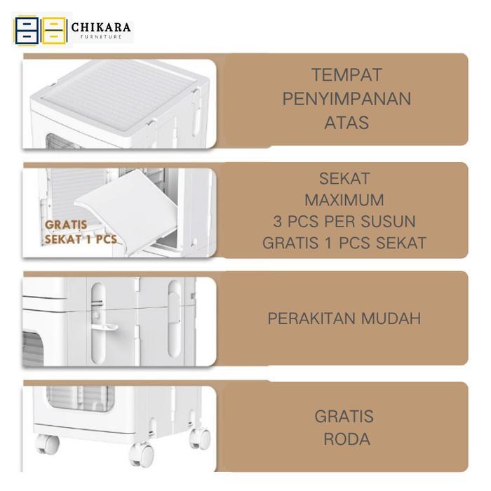"New" CHIKARA Lemari Lipat Susun Plastik Serbaguna LEORA Lemari Pakaian Plastik Lemari Portable