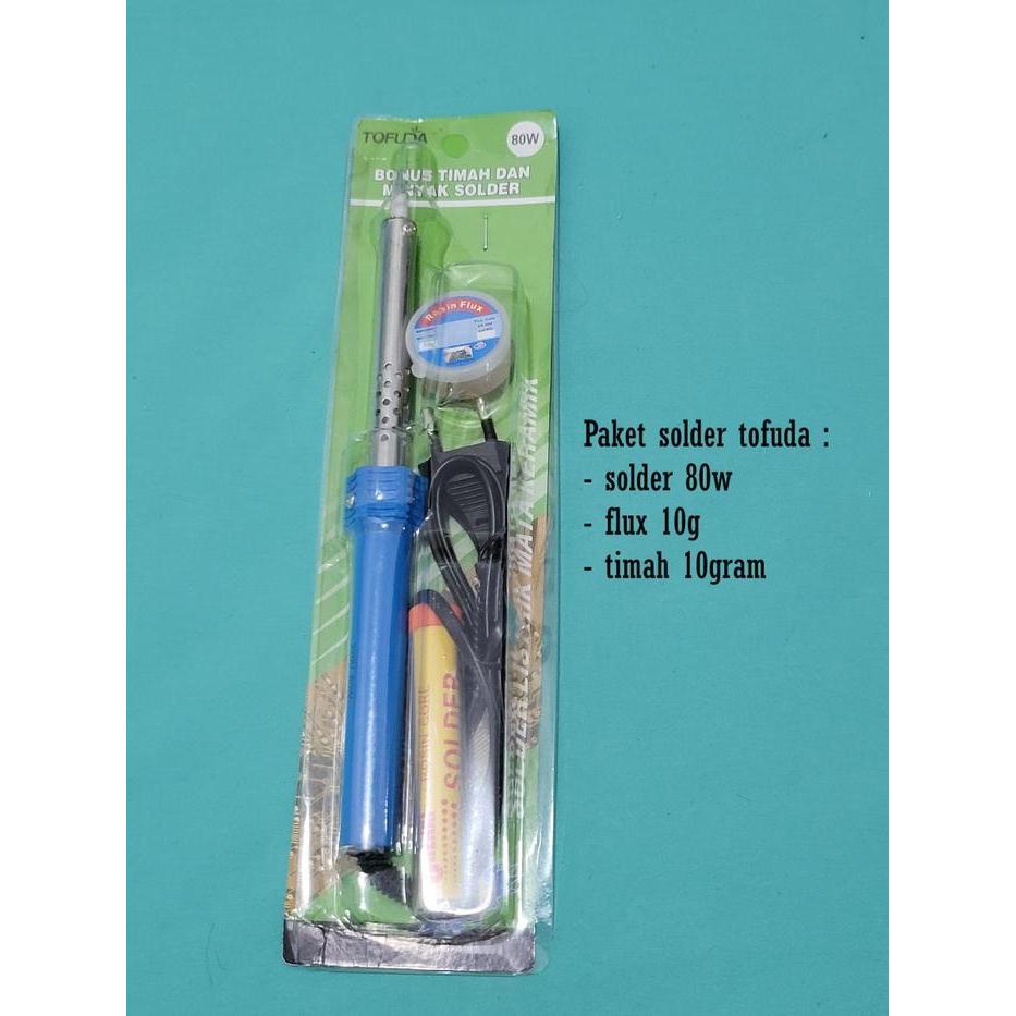 Paket solder listrik 80w tofuda ( solder 80w + timah + flux ) 80 watt soldering kit