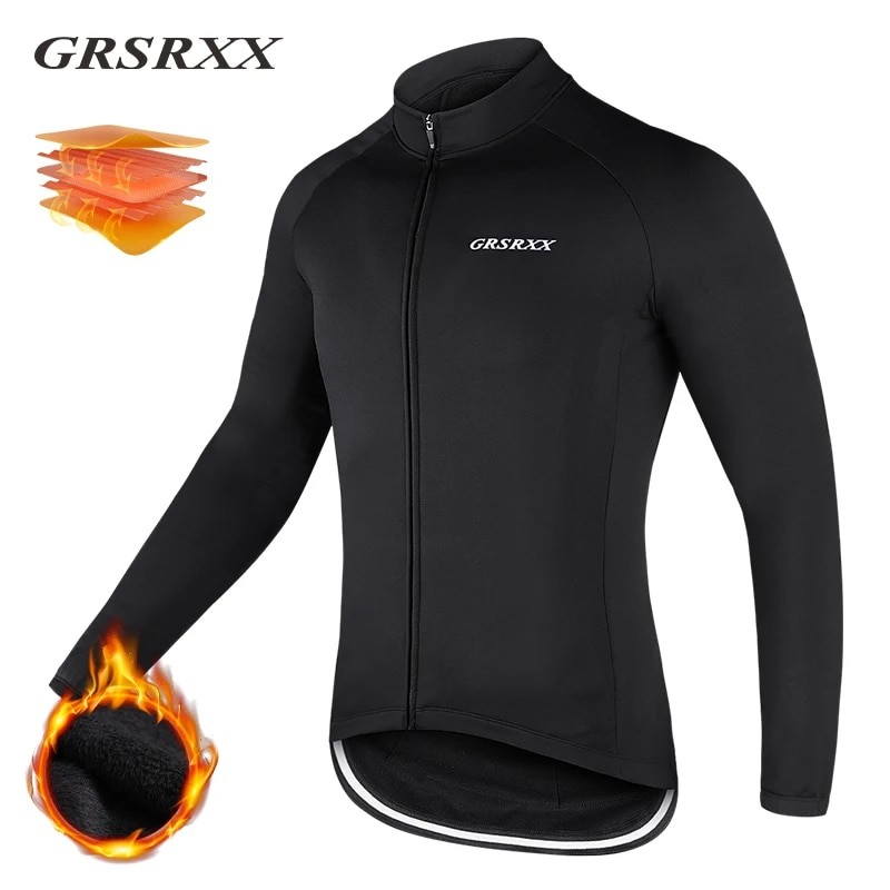 Grsrxx Winter Warm Cycling Jacket Mountain Bike Jacket Cycling Jersey Long Sleeve Cycling Jersey