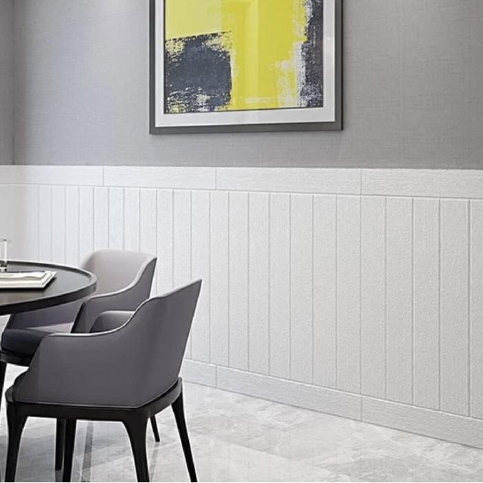 "New" wallpaper dinding sticker foam 3D motif kayu