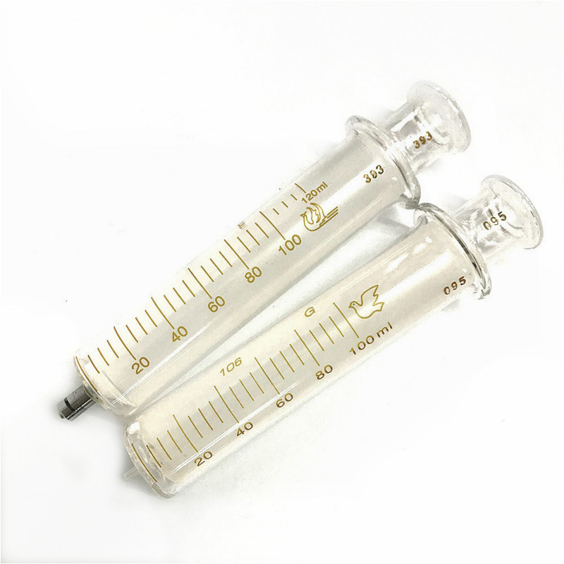 Terbaik Glass Syringe 100 ml with Metal Luer Lock / Glass Caliber Glass Sample Extractor Injector La