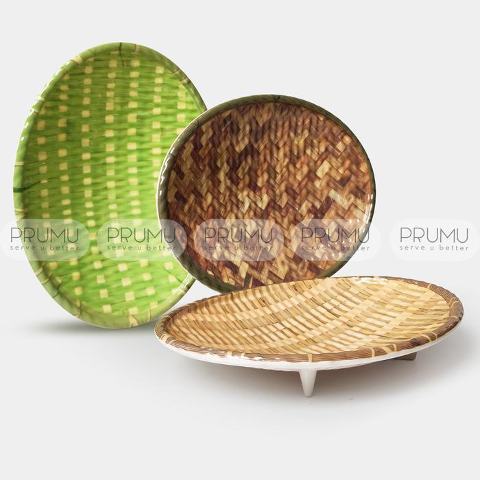 PIRING OVAL MELAMIN MOTIF ROTAN - PIRING UNIK - PIRING SAJI - W 7809