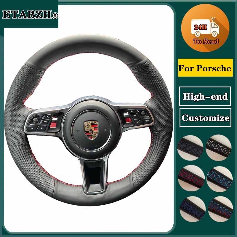 Braid Car Steering Wheel Cover For Porsche Cayenne Macan Panamera 911 996 997 959 Cayman Microfiber 