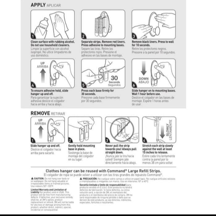 3M command 17019 gantungan baju/jas clothes hanger
