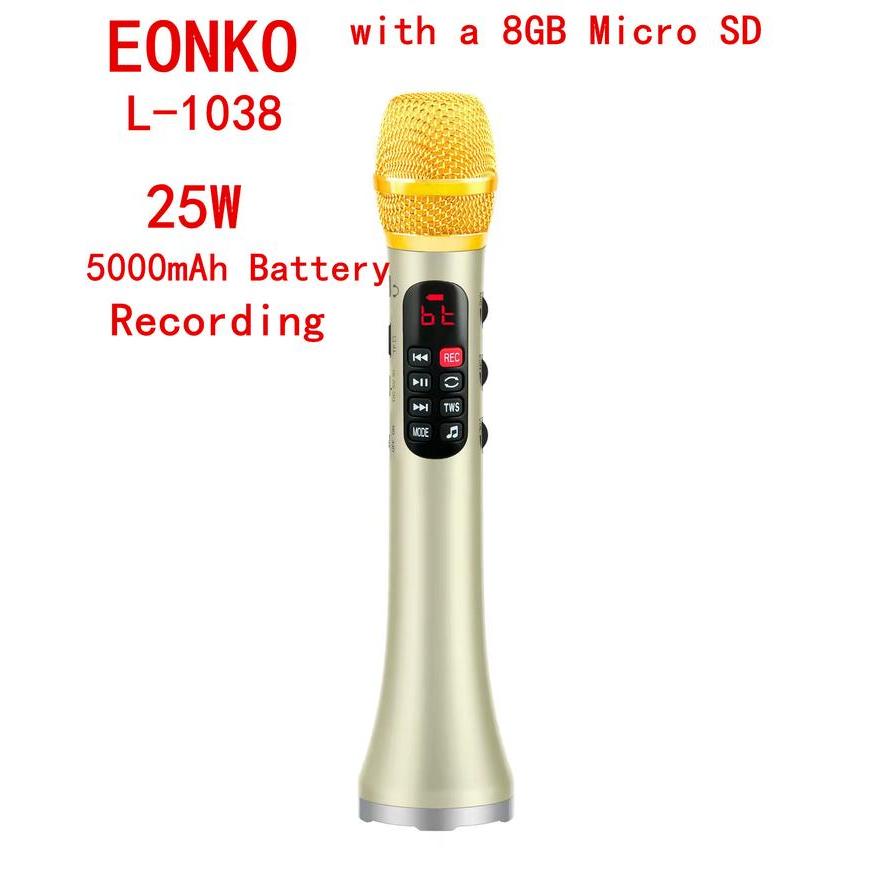 EONKO 25W L-1038 WIRELESS BLUETOOTH MICROPHONE WITH TF RECORDER EARPHONE TWS DSP CHIP 5000MAH