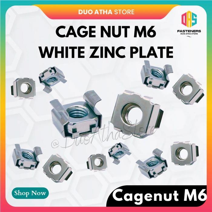 "New" M6 Cage Nut Mur Kandang Mur Rack Server M6 Putih