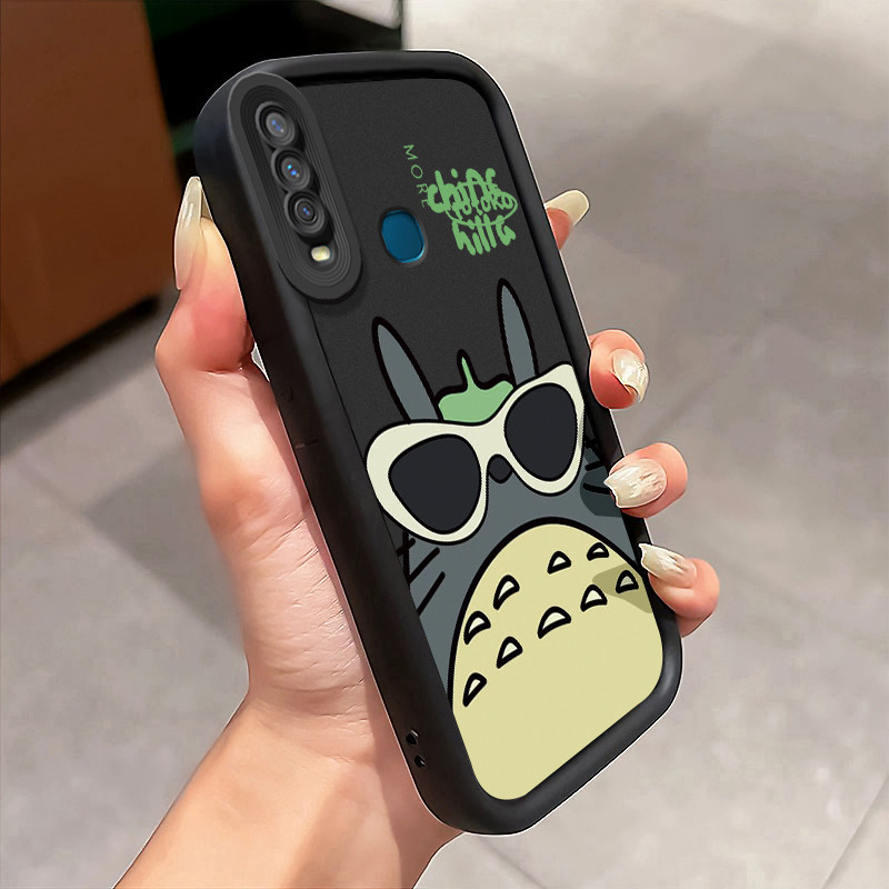 Casing Hp untuk VIVO Y12 Y12i Y15 Y17 Y3 Y3s Case Totoro dengan kacamata hitam kartun Kasing Stabil 