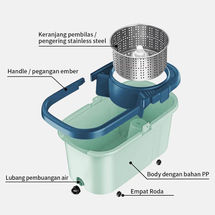 Pel Lantai Praktis 2109 - Spin Mop Aclima Pel Lantai Spin Mop