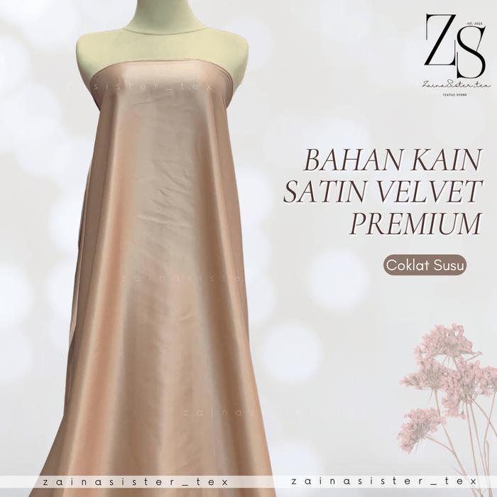Promo 1/2 Meter Bahan Kain Satin Velvet Premium Warna Coklat Cokelat Susu