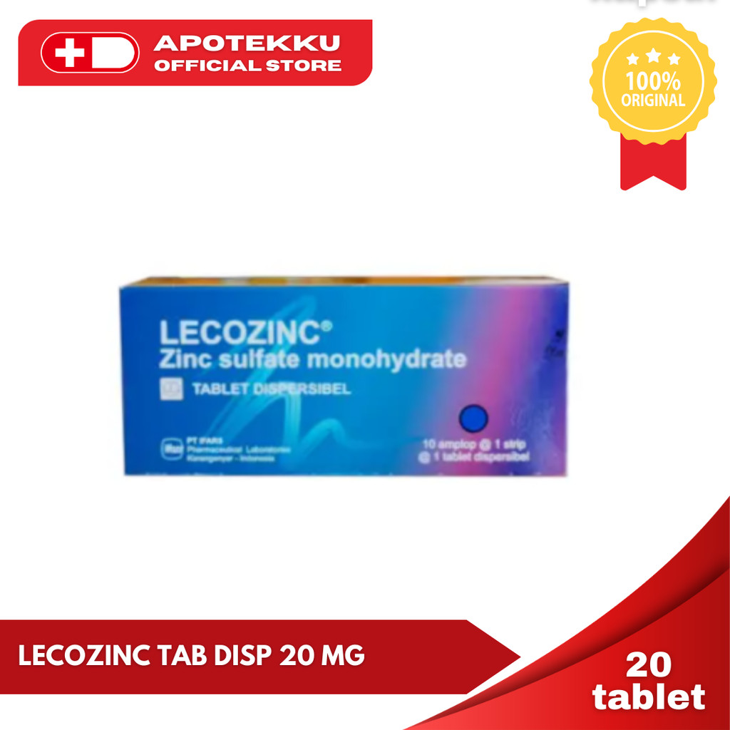 Lecozinc Dispersible 20mg - Paket 2 Strip (20 Tablet) Diare