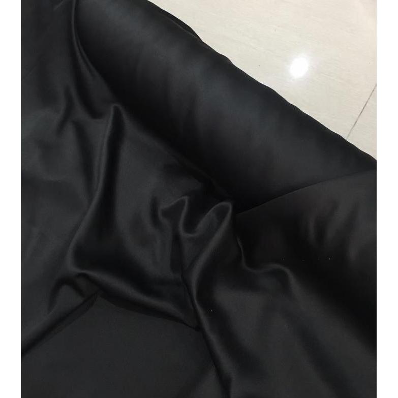 "New" 1/2 Meter Kain Satin Velvet Premium Bahan Bridesmaids Gamis Warna Hitam Black