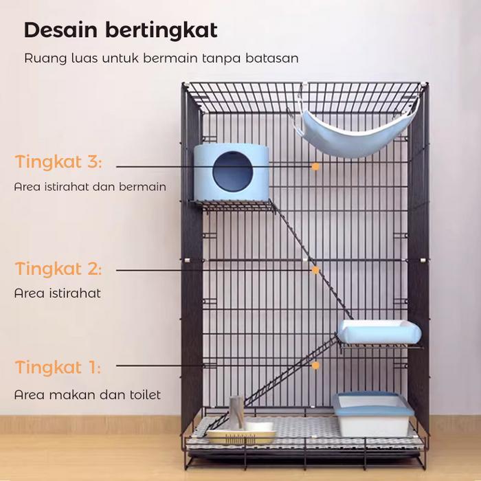 Kandang Besi Kandang Kucing Kandang Hewan Lipat Tebal Umbaran Kandang Kelinci Hamster Burung Musang