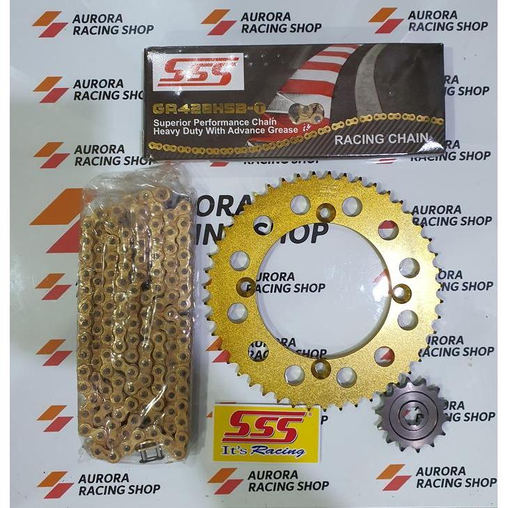Gear Set Sss Gold Klx 150 & Rantai Sss 428 Hsbt 140L Gold