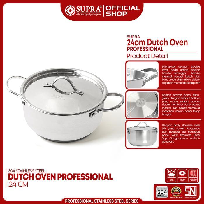 SUPRA Panci Stainless Steel SUS 304 Dutch Oven 24 Cm Professional Series