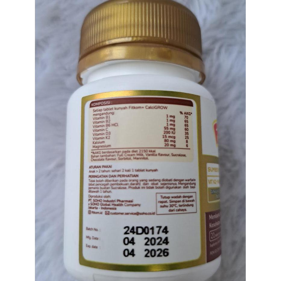 Promo Fitkom Calcigrow Tablet Hisap Vitamin Tinggi Badan Anak Rasa Coklat - 21 Tabs Terlaris