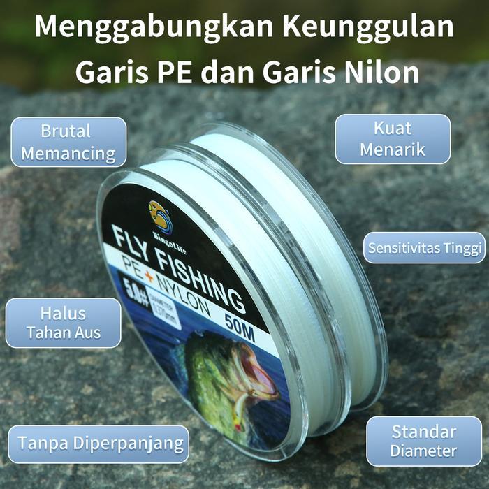 Senar Pancing Kecil Kuat Anti Keriting Nilon + Pe Fly Fishing Line Putih