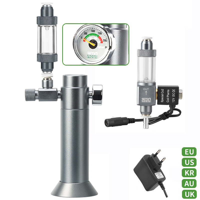 DIY Aquarium CO2 Regulator Solenoid Valve Bubble Counter CO2 Small Gas Bottle 3-8UNF Fish Tank CO2
