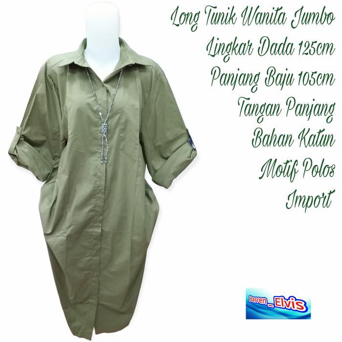 Long Tunik Wanita Jumbo Hijau Army Polos