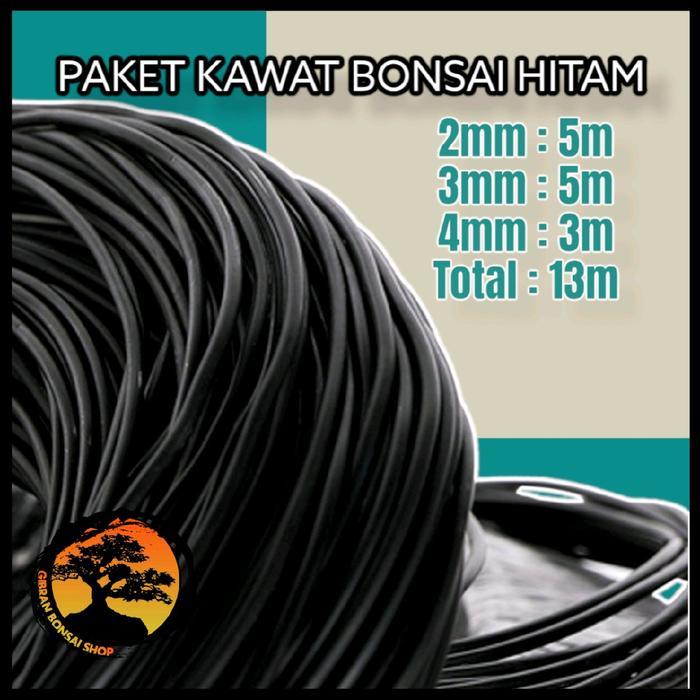 N3W Kawat bonsai hitam kawat bonsai aluminium paket hemat