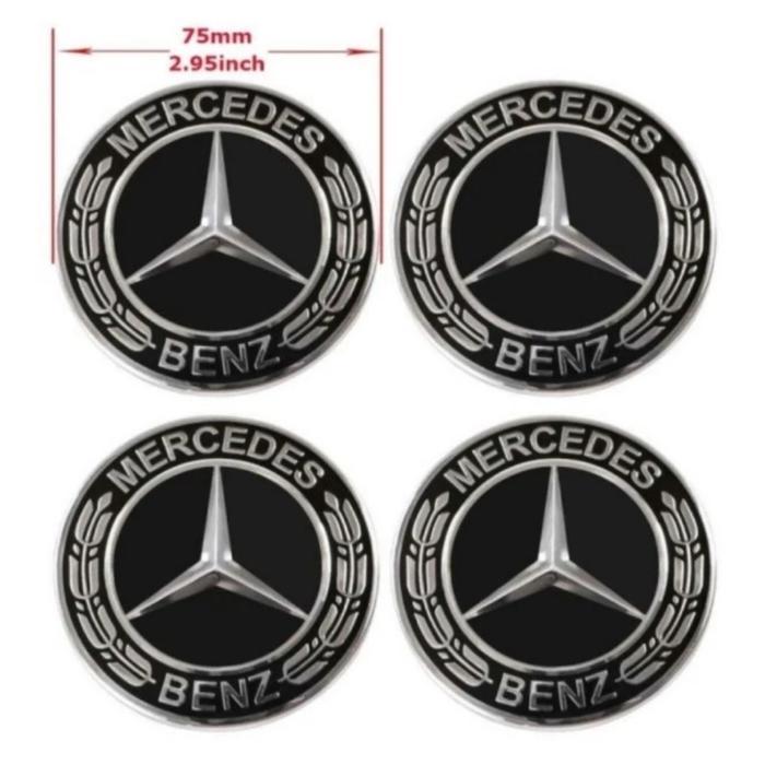 Dop Velg Roda 1set Emblem Mercedes Benz Padi Hitam Dop Roda Mercy 75mm