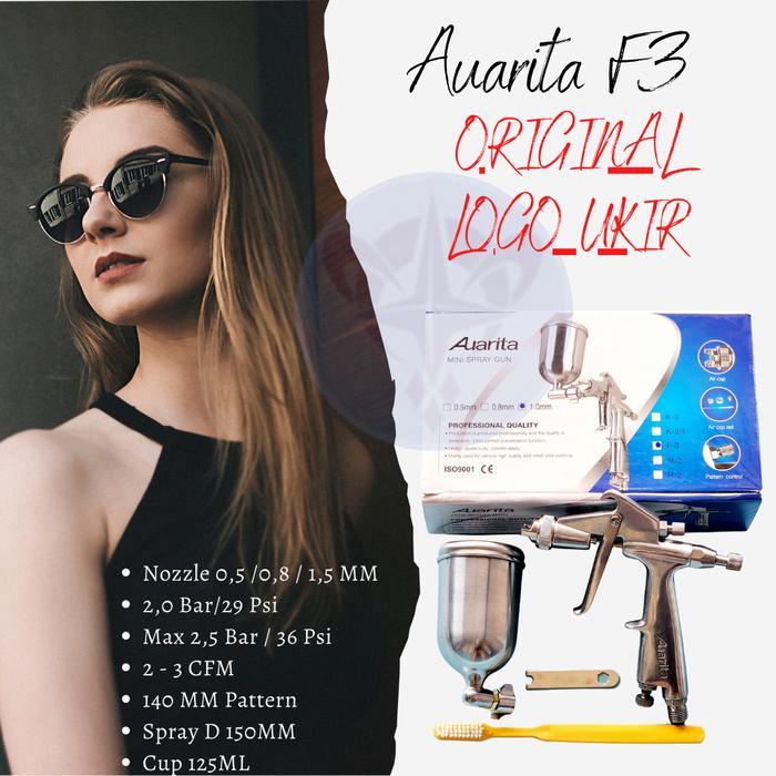 Spray Gun Auarita F3 Original F-3 Nozzle 1,0 - Nozzle 0,8 - Nozzle 0,5