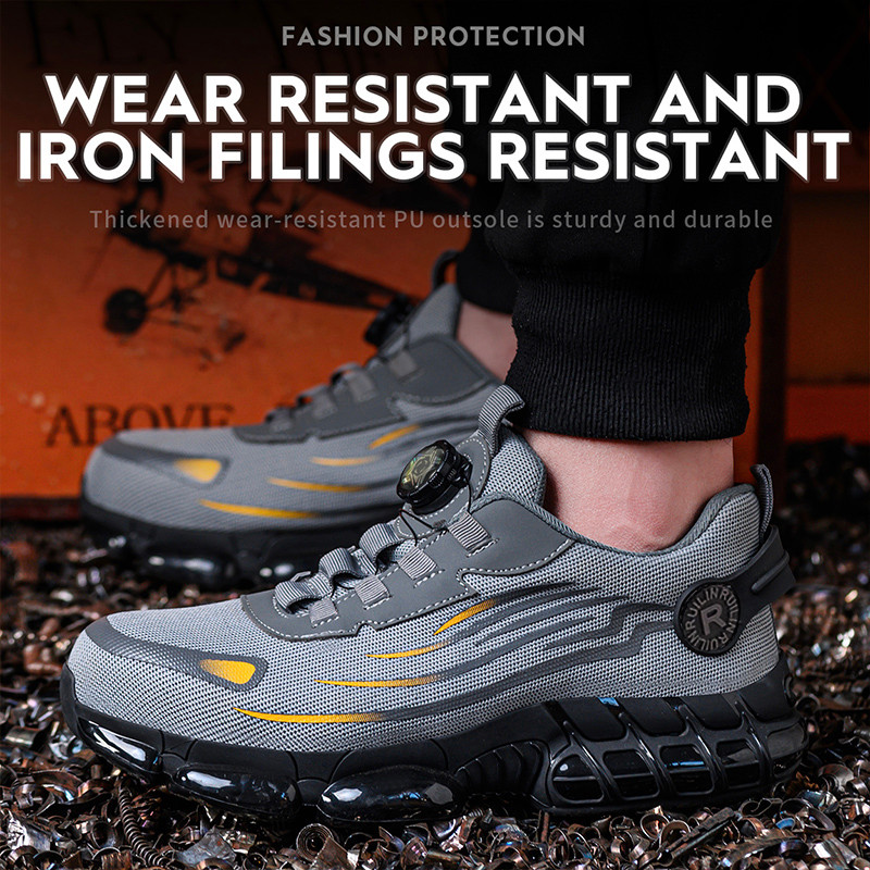 Rotating Button Safety Shoes Men Anti-smash Anti-puncture Work Shoes Fashion Men Safety Sport Shoes