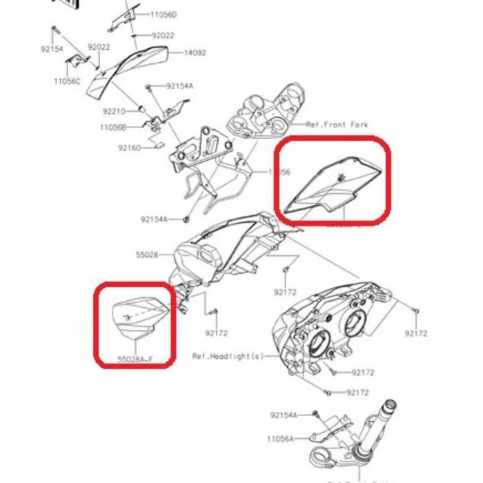 Paling Berkualitas Kupingan Lampu Cover Batok Ninja Z250 2 Cylinder Original Kawasaki Terlaris