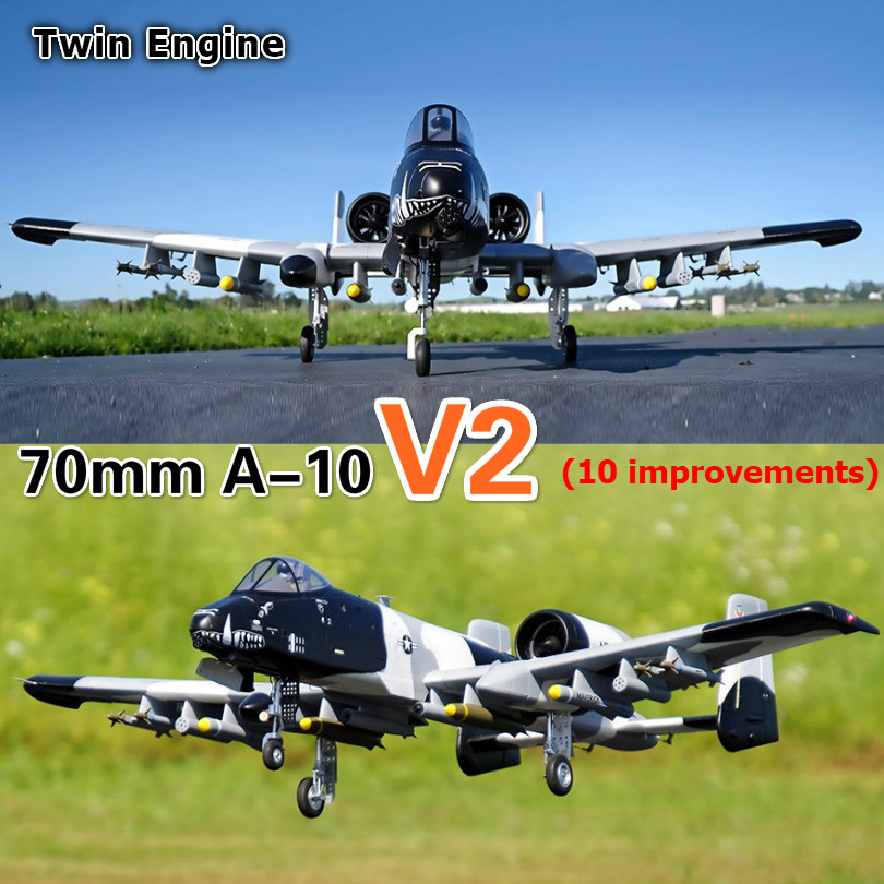 FMS 70mm Ducted Fan EDF Jet A-10 A10 V2 Twin Engine 6CH 6S EPO PNP RC Airplane Model Hobby Plane