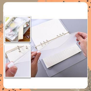 Zipper Pouch Binder A6 Ring 6 Pembatas Buku Plastik Binder Divider Ziplock Bag Putih Stationery