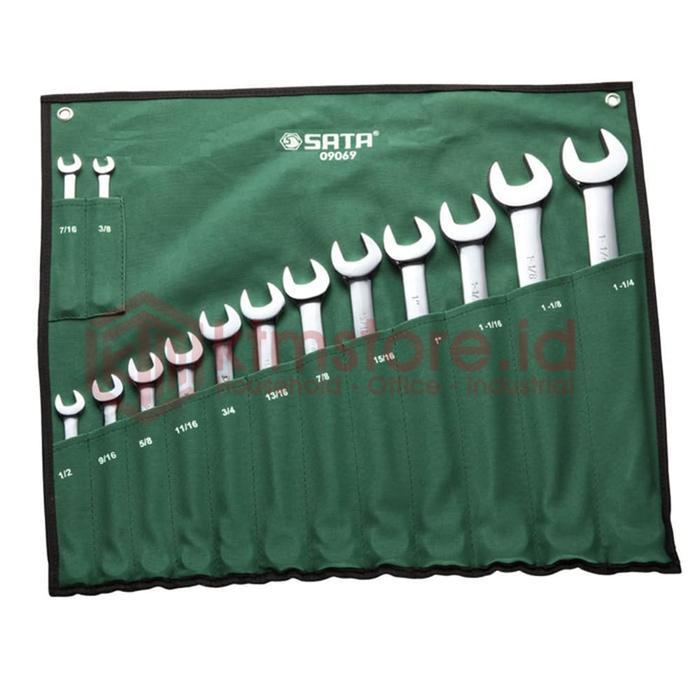 SATA TOOLS KUNCI RING PAS SET 14 PCS INCH 09069