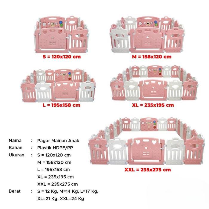 Molion Pagar Bermain Anak Motif Monyet Mainan Edukasi Aman Ringan M1205 M1208 Plastik HDPE PP Ukuran