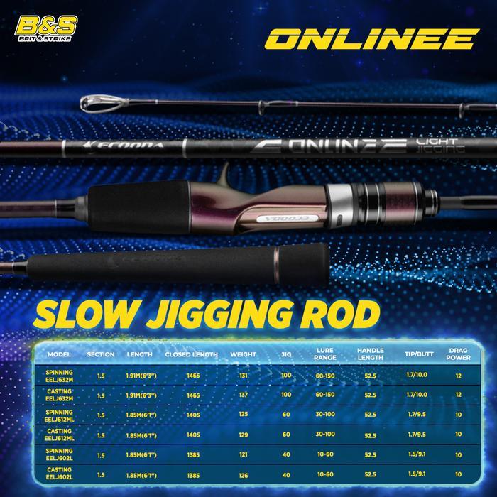 ECOODA Joran ONLINE Light Slow Jigging Rod 1.83M/1.85M/1.91M PE 0.6-2.5 Ultralight Travel Slow