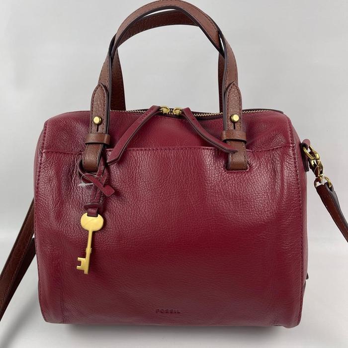 terlaris Tas Kulit Original Fossil Rachel satchel red velvet 100% ori