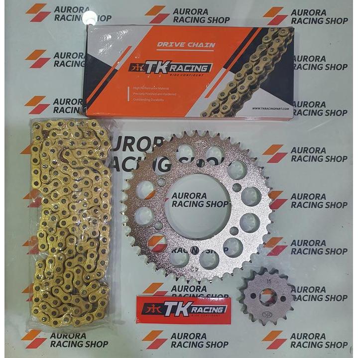 Gear Set Tk 428 Yamaha Mx King 150 & Rantai Tk 428 Hs Gold