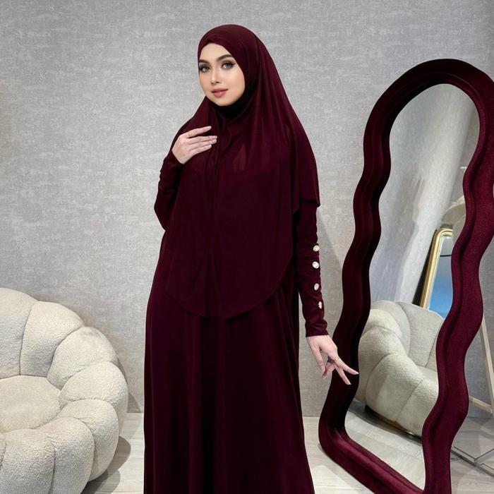 [29-051] Gamis Kancing Kombinasi Tanpa Bergo - Simple & Elegan